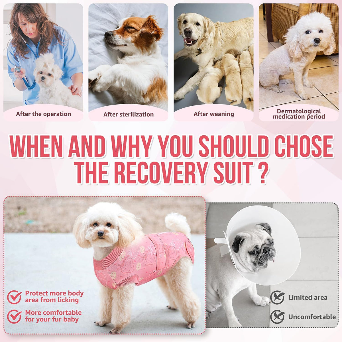 Recovery Suit for Dogs, Female Male Spay Neuter Post Surgery Suit