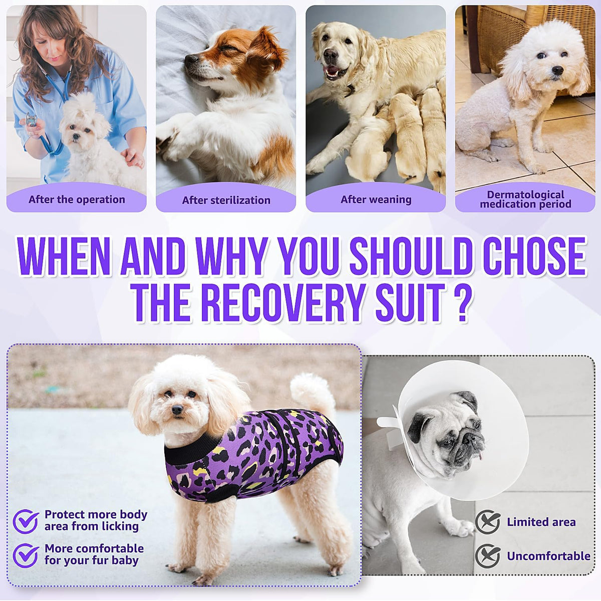 Recovery Suit for Dogs, Female Male Spay Neuter Post Surgery Suit