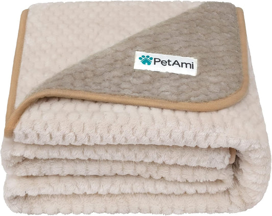 Waterproof Dog Blanket, Leakproof Pet Throw, Twin 60x80 Taupe Beige