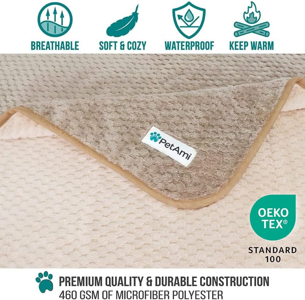 Waterproof Dog Blanket, Leakproof Pet Throw, Twin 60x80 Taupe Beige