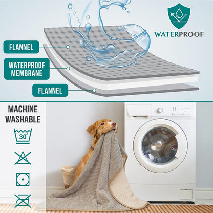 Waterproof Dog Blanket, Leakproof Pet Throw, Twin 60x80 Taupe Beige