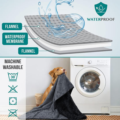Waterproof Dog Blanket, Leakproof Pet Throw, Twin 60x80 Taupe Beige