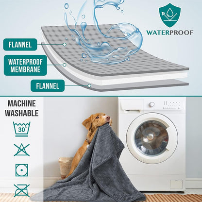Waterproof Dog Blanket, Leakproof Pet Throw, Twin 60x80 Taupe Beige