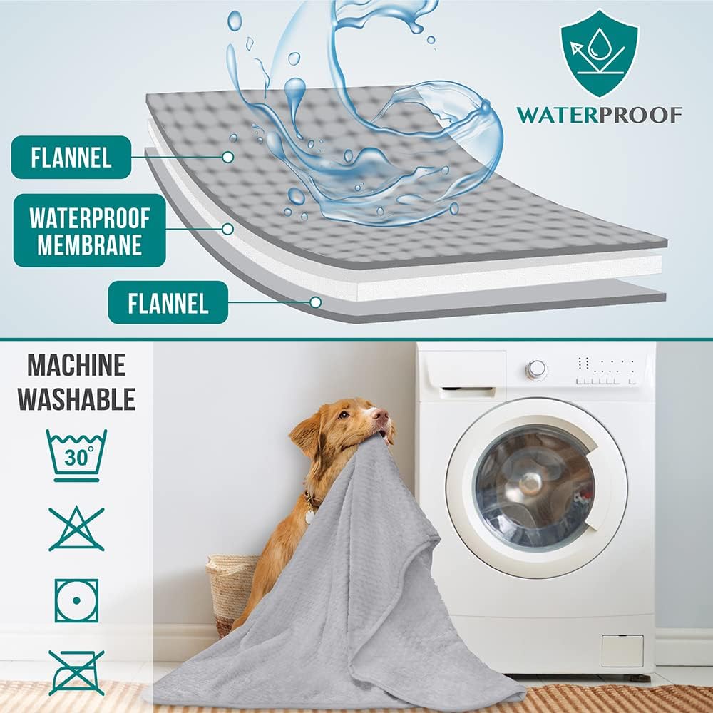 Waterproof Dog Blanket, Leakproof Pet Throw, Twin 60x80 Taupe Beige