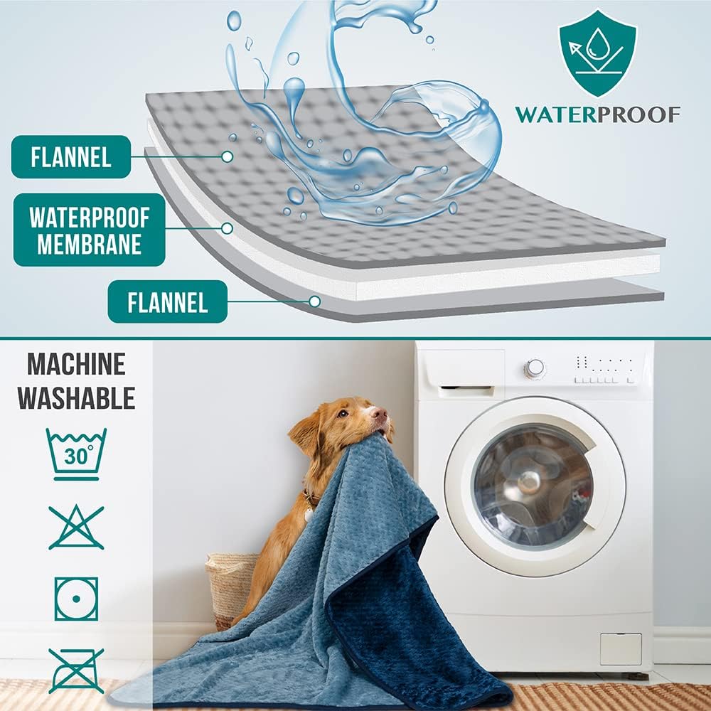 Waterproof Dog Blanket, Leakproof Pet Throw, Twin 60x80 Taupe Beige