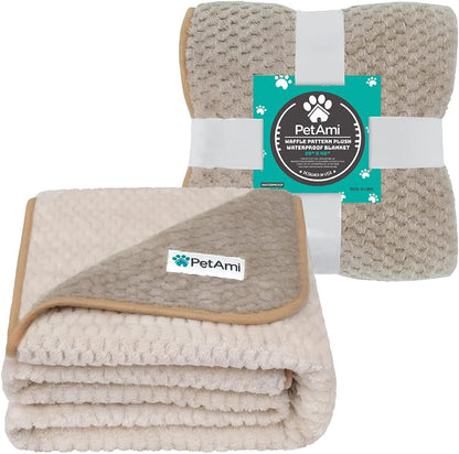 Waterproof Dog Blanket, Leakproof Pet Throw, Twin 60x80 Taupe Beige