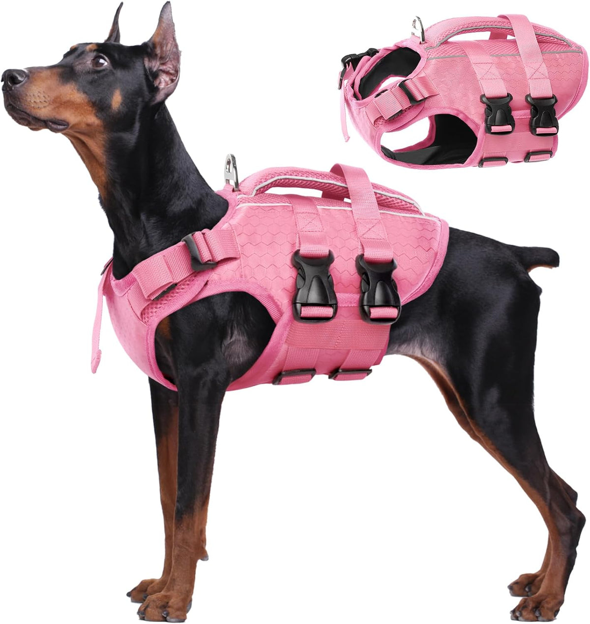 Dog Life Jacket, High Flotation Reflective Dog Life Vest, Orange, XL