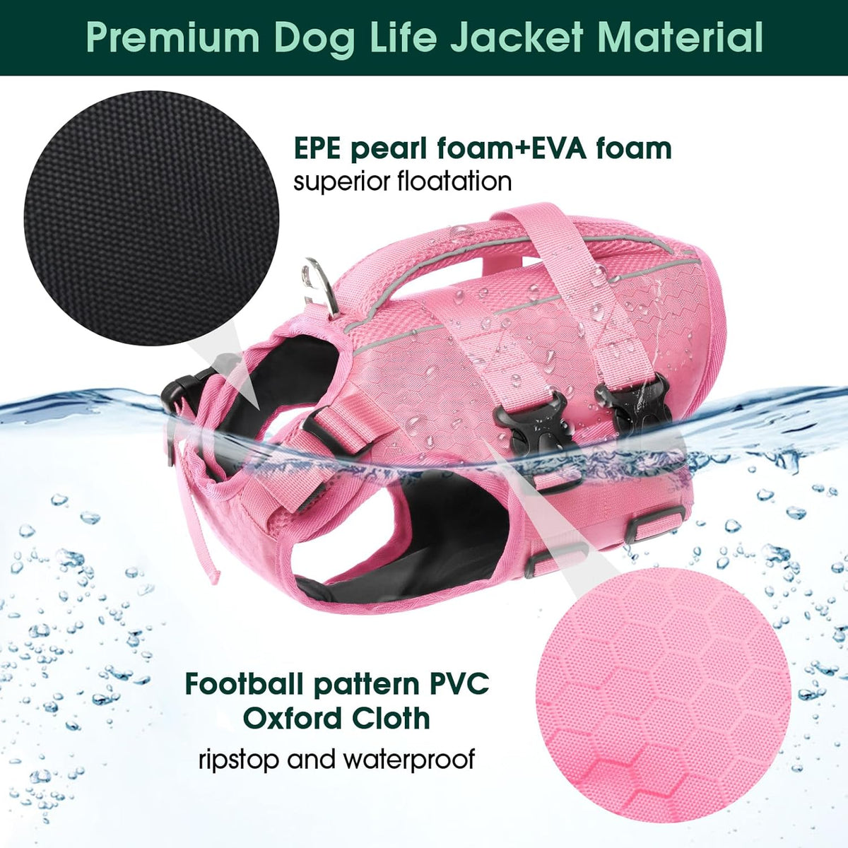 Dog Life Jacket, High Flotation Reflective Dog Life Vest, Orange, XL