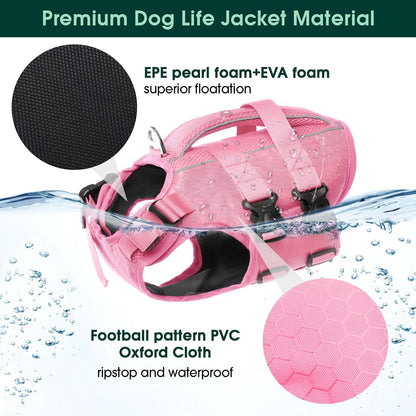 Dog Life Jacket, High Flotation Reflective Dog Life Vest, Orange, XL