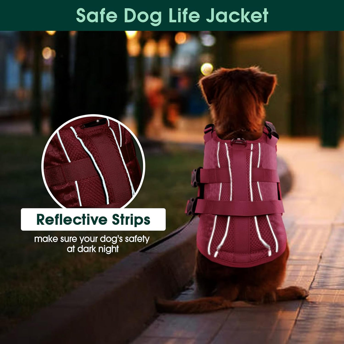 Dog Life Jacket, High Flotation Reflective Dog Life Vest, Orange, XL