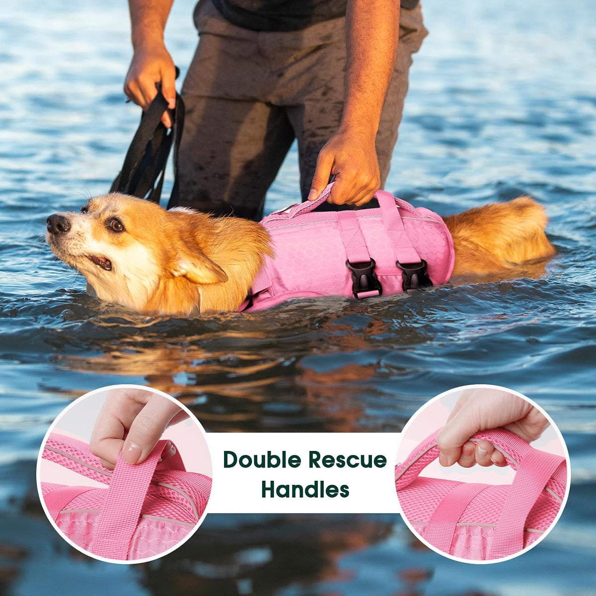 Dog Life Jacket, High Flotation Reflective Dog Life Vest, Orange, XL