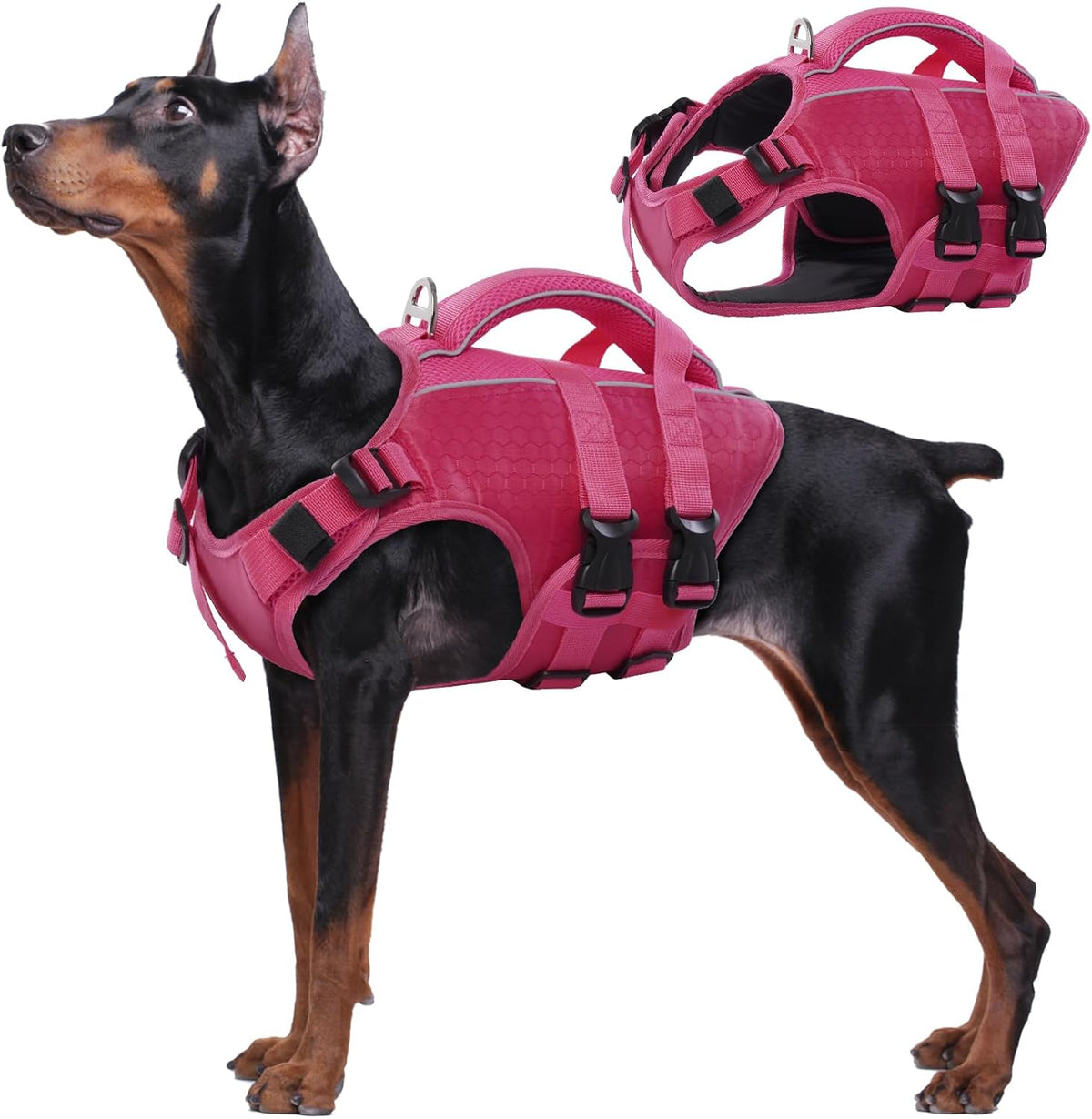 Dog Life Jacket, High Flotation Reflective Dog Life Vest, Orange, XL
