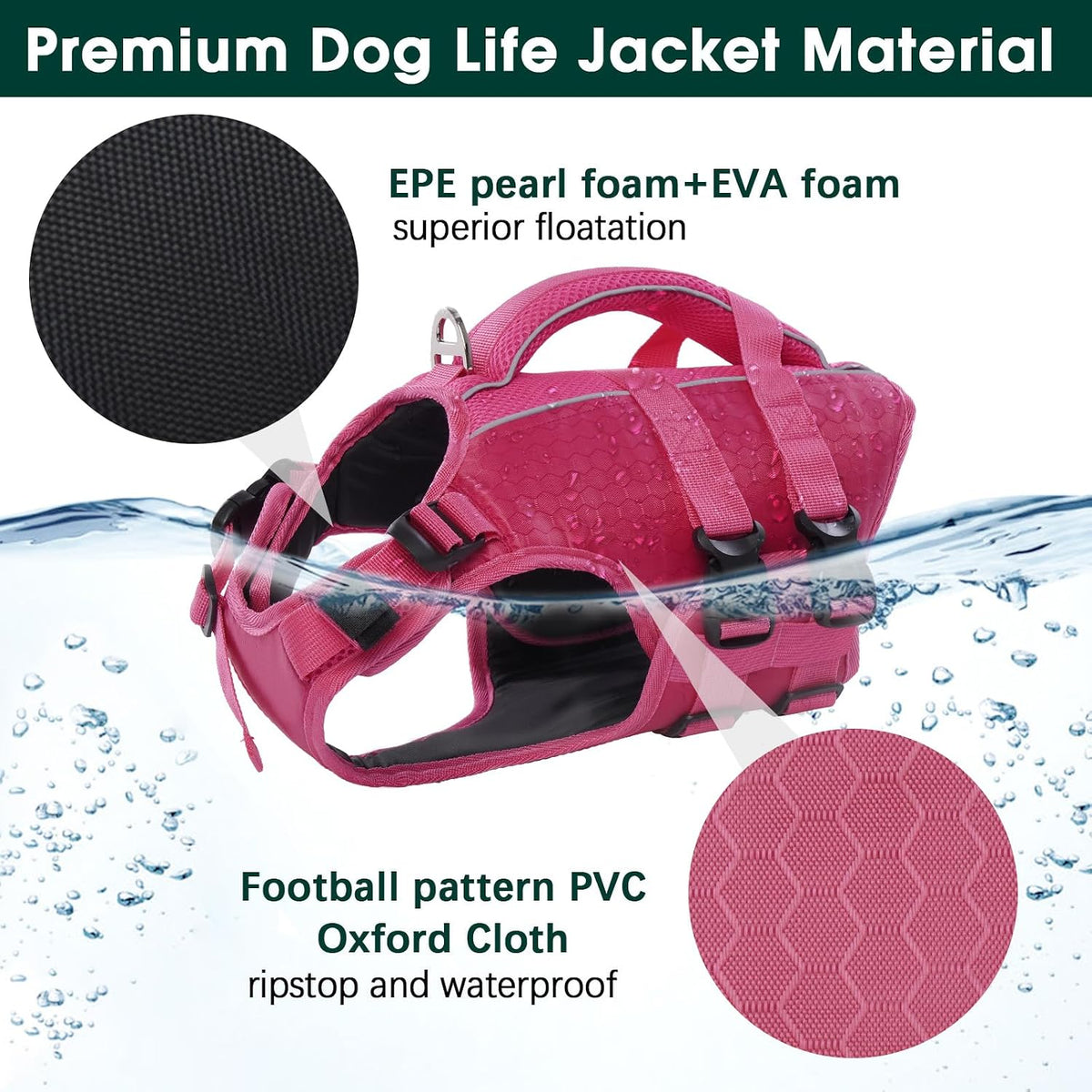 Dog Life Jacket, High Flotation Reflective Dog Life Vest, Orange, XL
