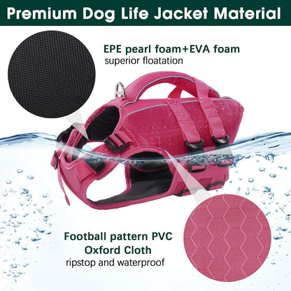 Dog Life Jacket, High Flotation Reflective Dog Life Vest, Orange, XL