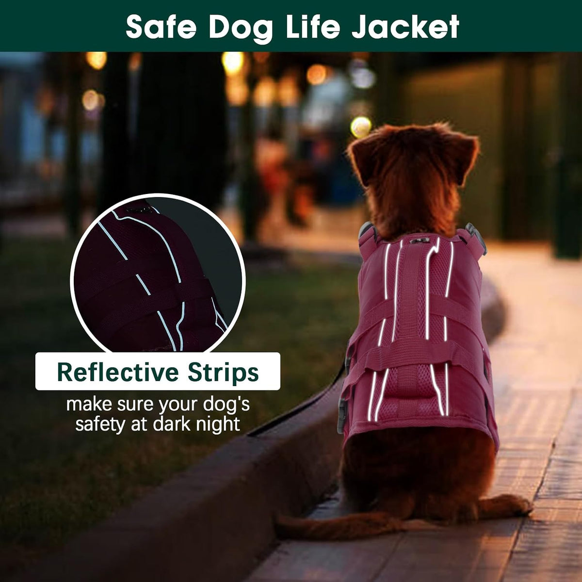 Dog Life Jacket, High Flotation Reflective Dog Life Vest, Orange, XL