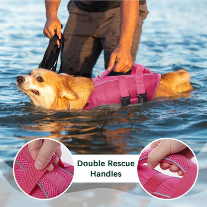 Dog Life Jacket, High Flotation Reflective Dog Life Vest, Orange, XL
