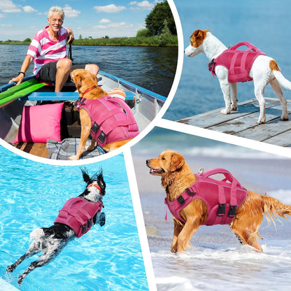 Dog Life Jacket, High Flotation Reflective Dog Life Vest, Orange, XL