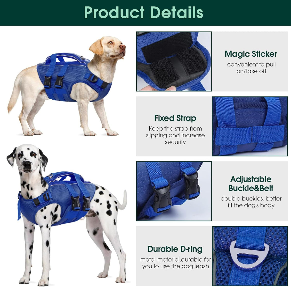 Dog Life Jacket, High Flotation Reflective Dog Life Vest, Orange, XL