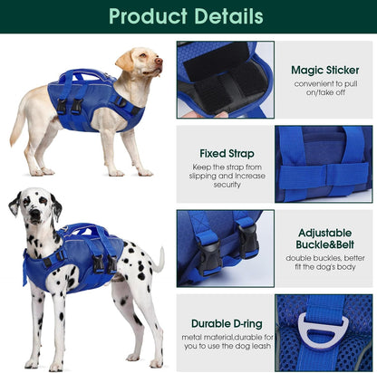 Dog Life Jacket, High Flotation Reflective Dog Life Vest, Orange, XL