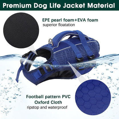 Dog Life Jacket, High Flotation Reflective Dog Life Vest, Orange, XL