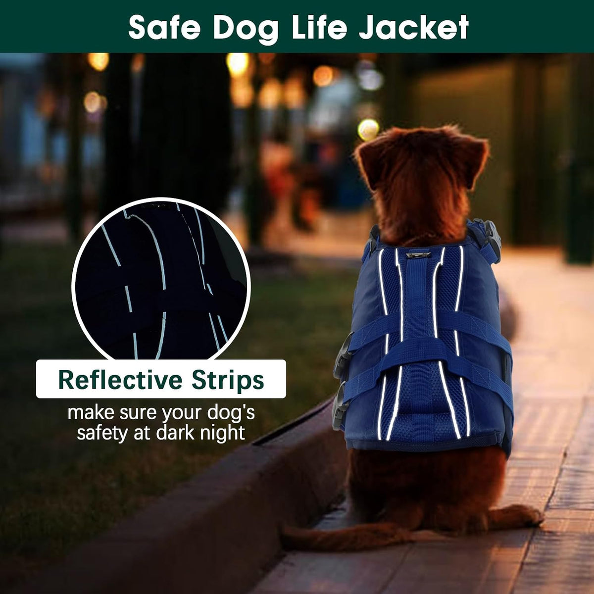 Dog Life Jacket, High Flotation Reflective Dog Life Vest, Orange, XL