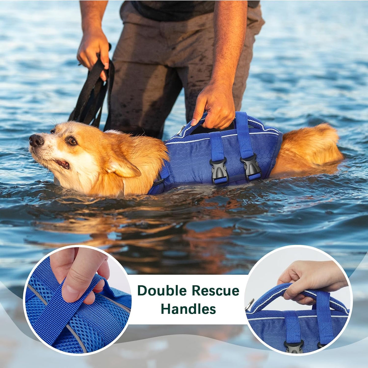 Dog Life Jacket, High Flotation Reflective Dog Life Vest, Orange, XL