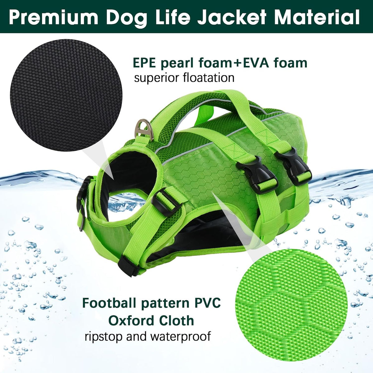 Dog Life Jacket, High Flotation Reflective Dog Life Vest, Orange, XL