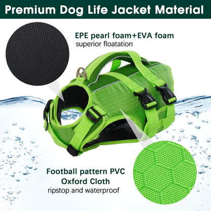 Dog Life Jacket, High Flotation Reflective Dog Life Vest, Orange, XL