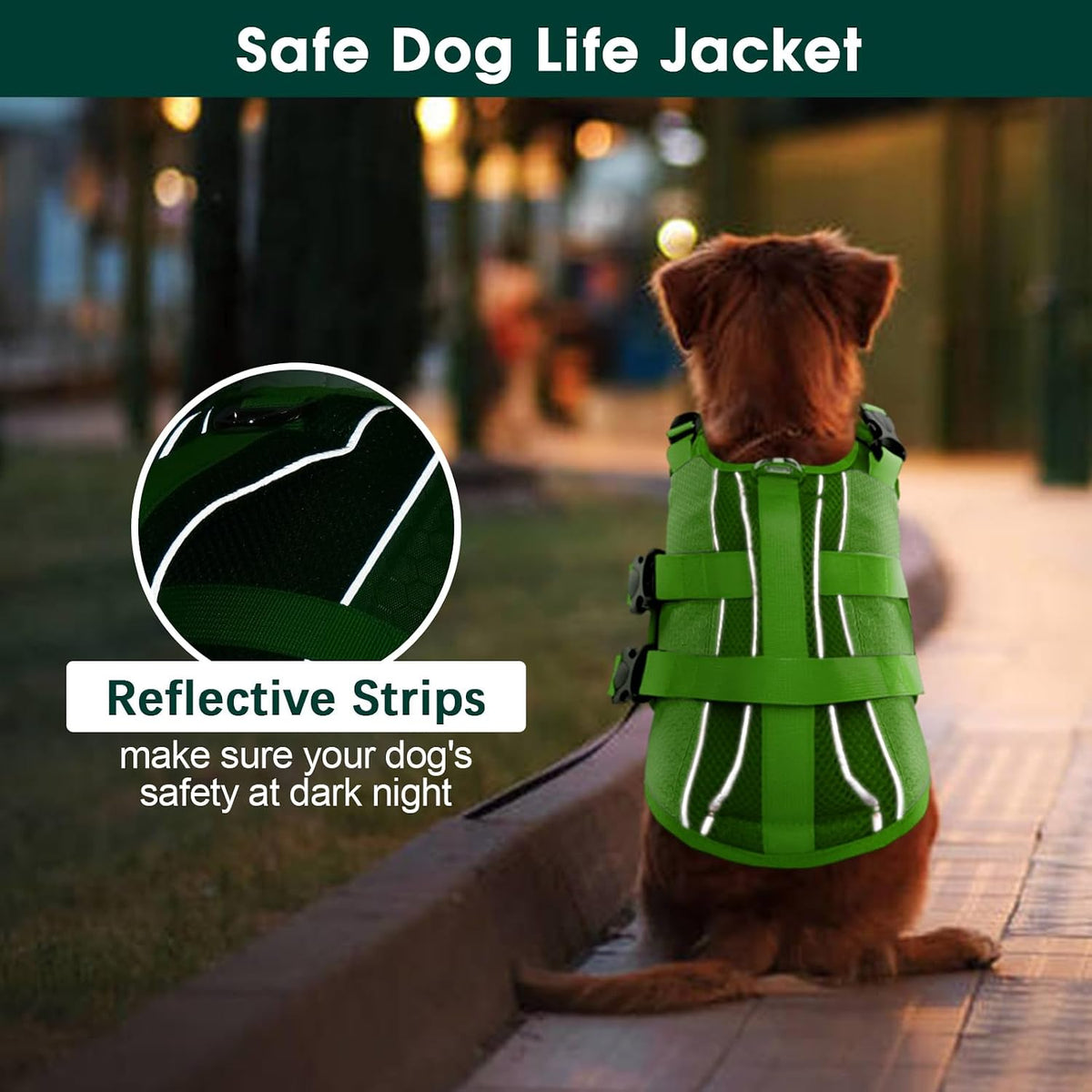 Dog Life Jacket, High Flotation Reflective Dog Life Vest, Orange, XL
