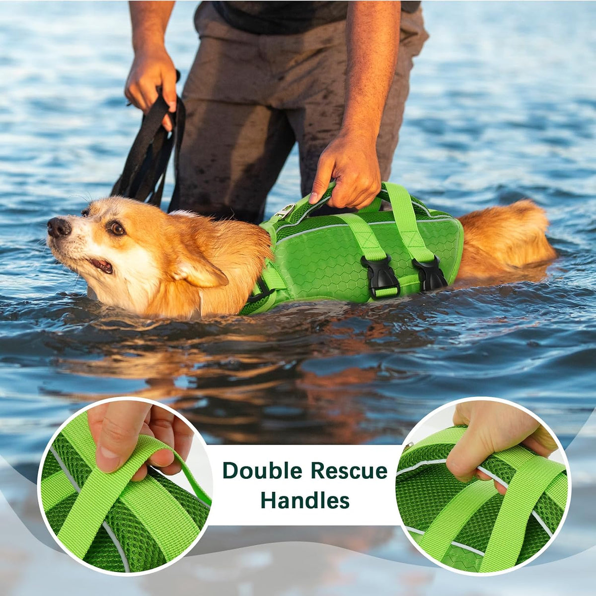 Dog Life Jacket, High Flotation Reflective Dog Life Vest, Orange, XL