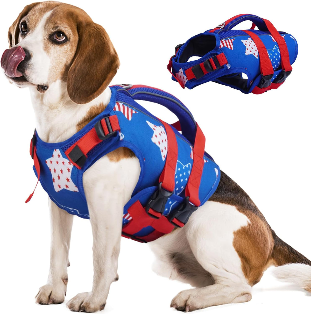 Dog Life Jacket, High Flotation Reflective Dog Life Vest, Orange, XL