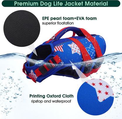 Dog Life Jacket, High Flotation Reflective Dog Life Vest, Orange, XL