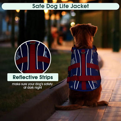 Dog Life Jacket, High Flotation Reflective Dog Life Vest, Orange, XL