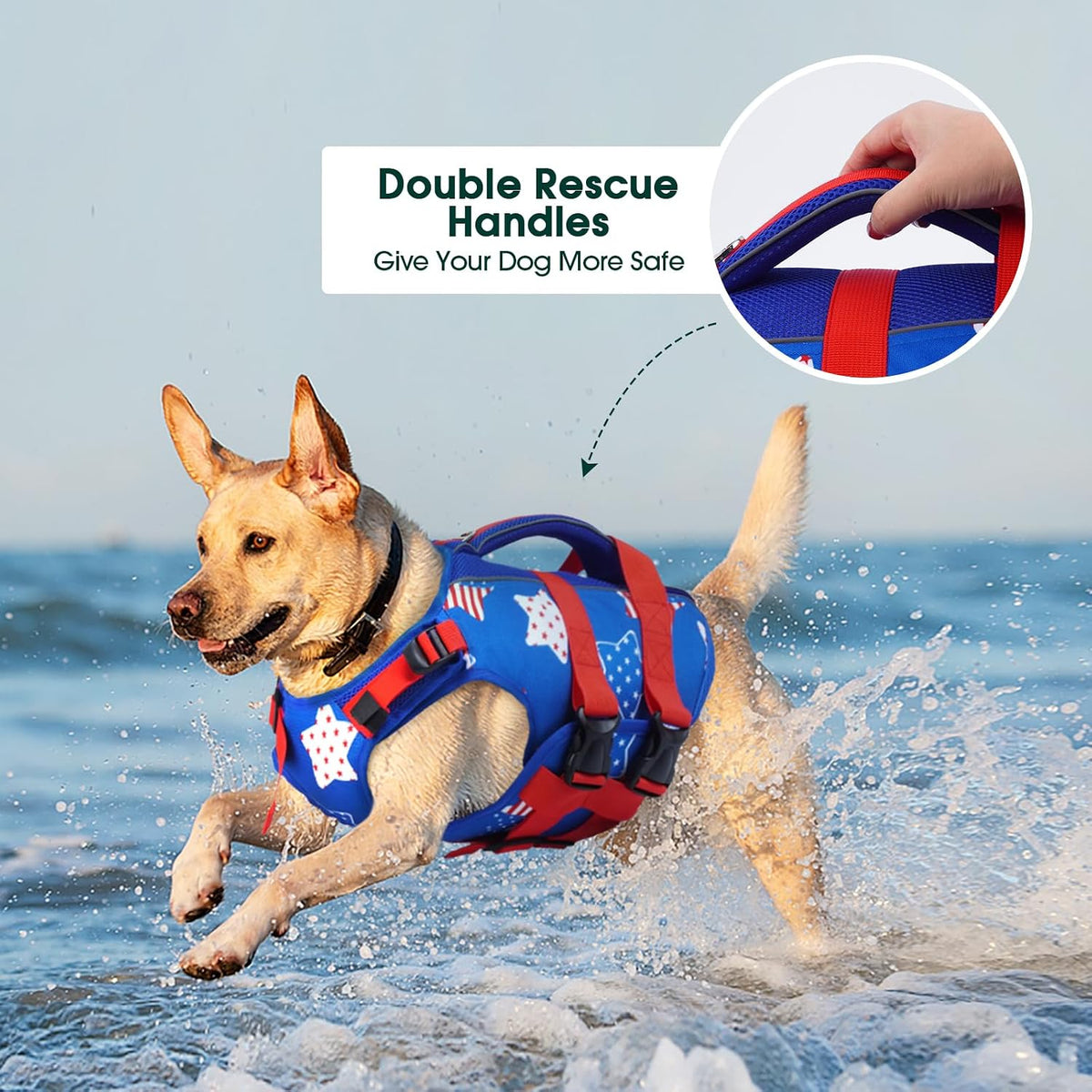 Dog Life Jacket, High Flotation Reflective Dog Life Vest, Orange, XL