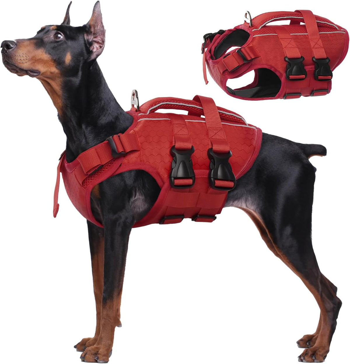 Dog Life Jacket, High Flotation Reflective Dog Life Vest, Orange, XL