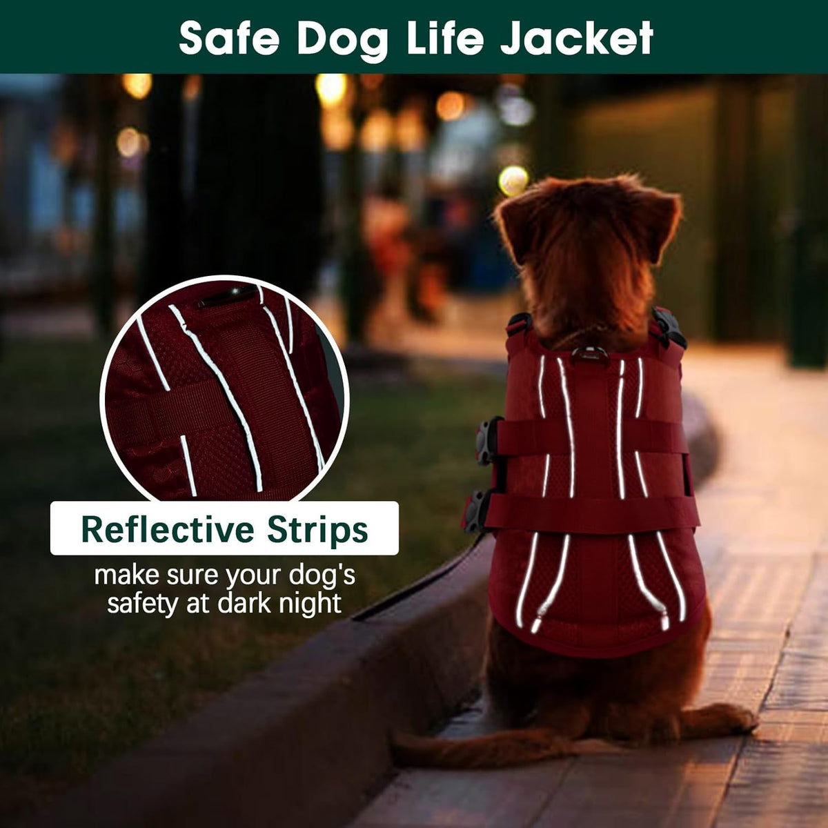 Dog Life Jacket, High Flotation Reflective Dog Life Vest, Orange, XL