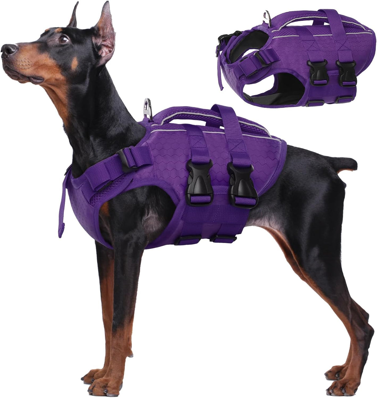 Dog Life Jacket, High Flotation Reflective Dog Life Vest, Orange, XL