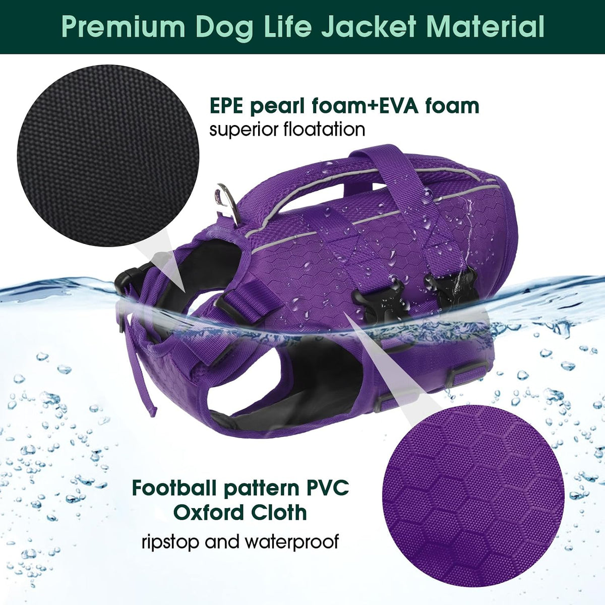 Dog Life Jacket, High Flotation Reflective Dog Life Vest, Orange, XL
