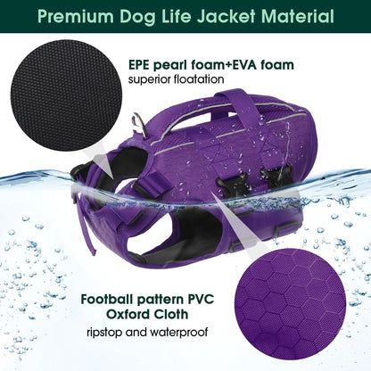 Dog Life Jacket, High Flotation Reflective Dog Life Vest, Orange, XL
