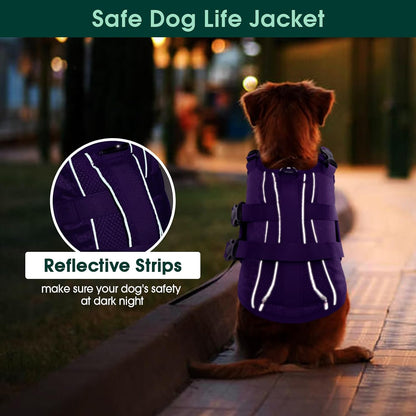 Dog Life Jacket, High Flotation Reflective Dog Life Vest, Orange, XL