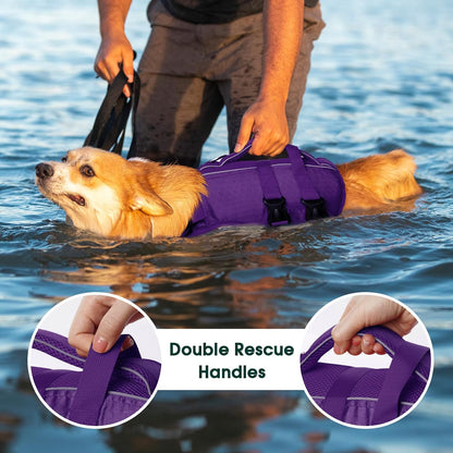 Dog Life Jacket, High Flotation Reflective Dog Life Vest, Orange, XL