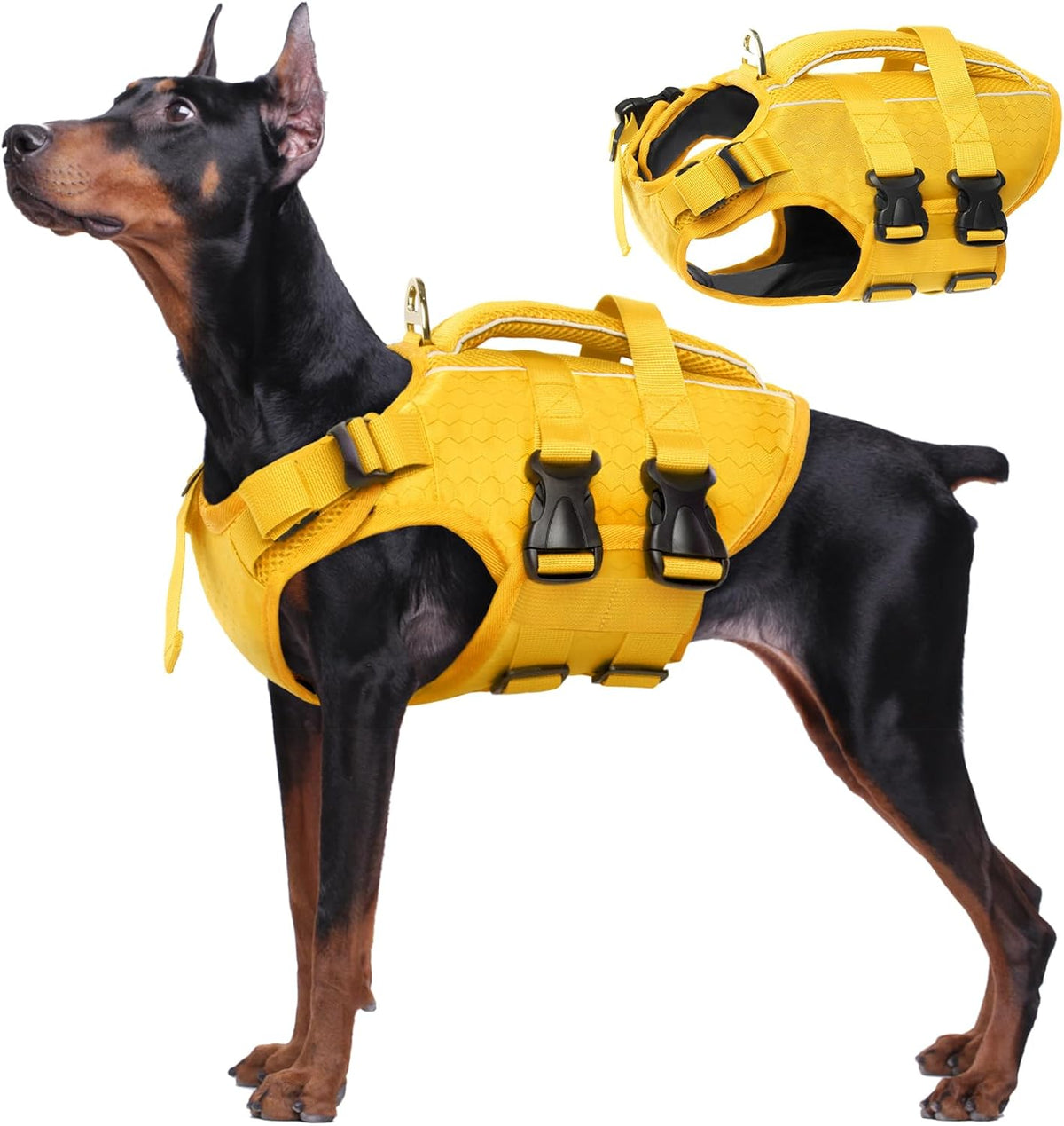 Dog Life Jacket, High Flotation Reflective Dog Life Vest, Orange, XL