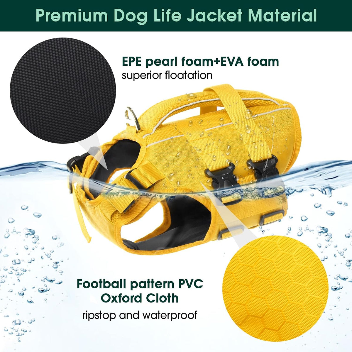 Dog Life Jacket, High Flotation Reflective Dog Life Vest, Orange, XL
