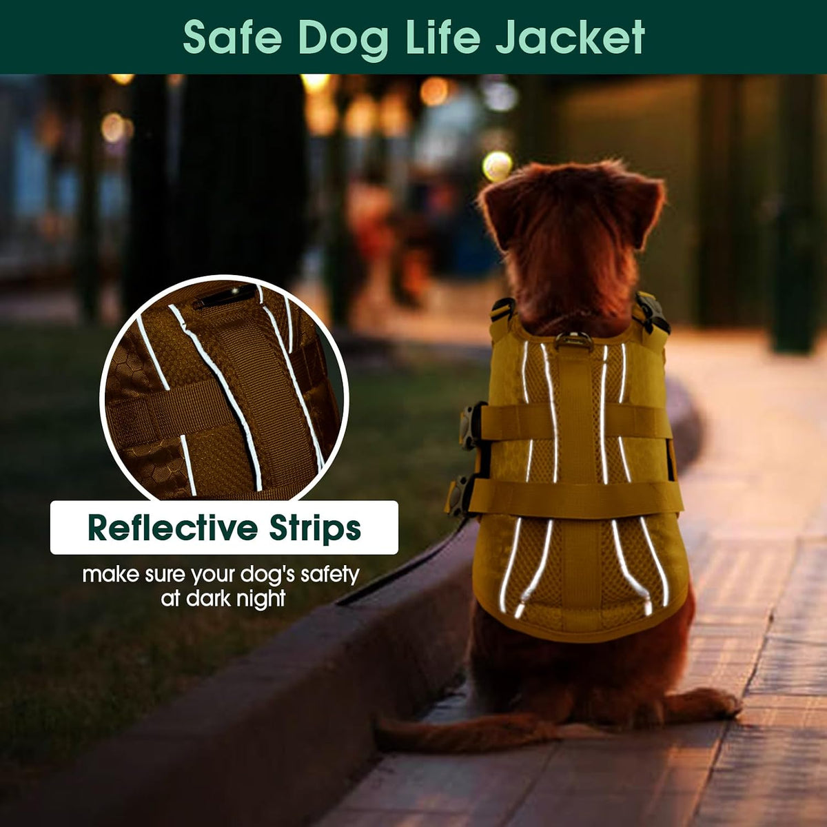 Dog Life Jacket, High Flotation Reflective Dog Life Vest, Orange, XL