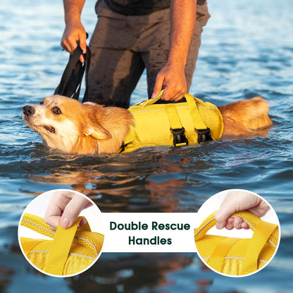 Dog Life Jacket, High Flotation Reflective Dog Life Vest, Orange, XL