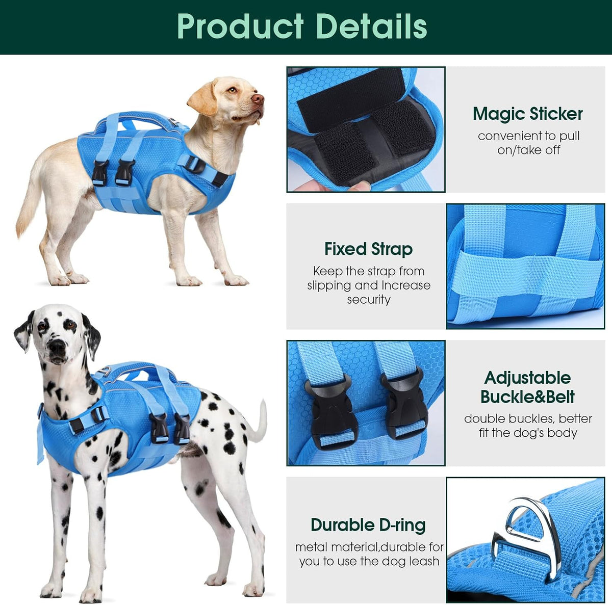 Dog Life Jacket, High Flotation Reflective Dog Life Vest, Orange, XL