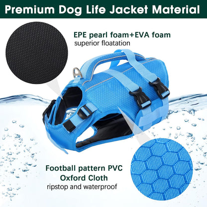 Dog Life Jacket, High Flotation Reflective Dog Life Vest, Orange, XL