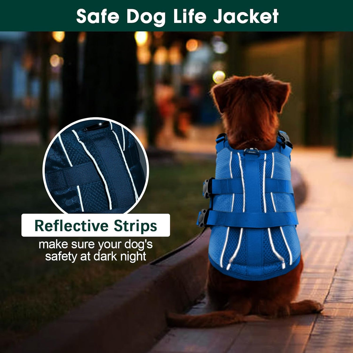 Dog Life Jacket, High Flotation Reflective Dog Life Vest, Orange, XL