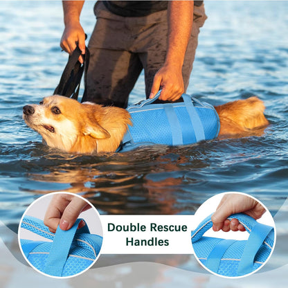 Dog Life Jacket, High Flotation Reflective Dog Life Vest, Orange, XL