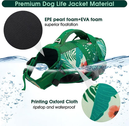 Dog Life Jacket, High Flotation Reflective Dog Life Vest, Orange, XL